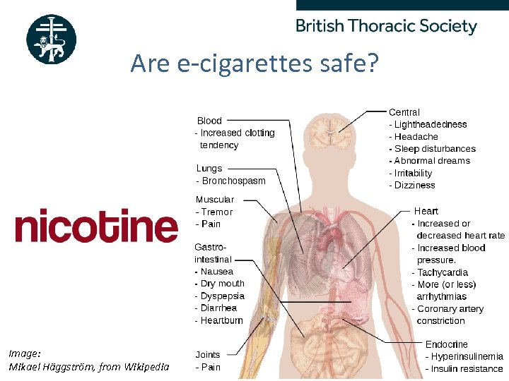 Are e-cigarettes safe? Better Lung Health For All Image: Mikael Häggström, from Wikipedia 