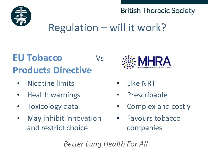 Regulation – will it work? EU Tobacco Products Directive • • Vs Nicotine limits