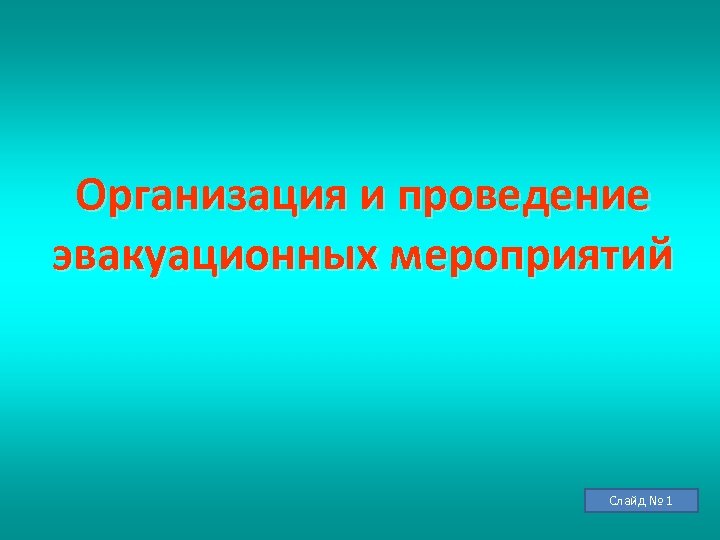 Организация и проведение эвакуационных мероприятий Слайд № 1 