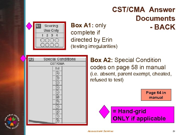 CST/CMA Answer Documents Box A 1: only - BACK complete if directed by Erin