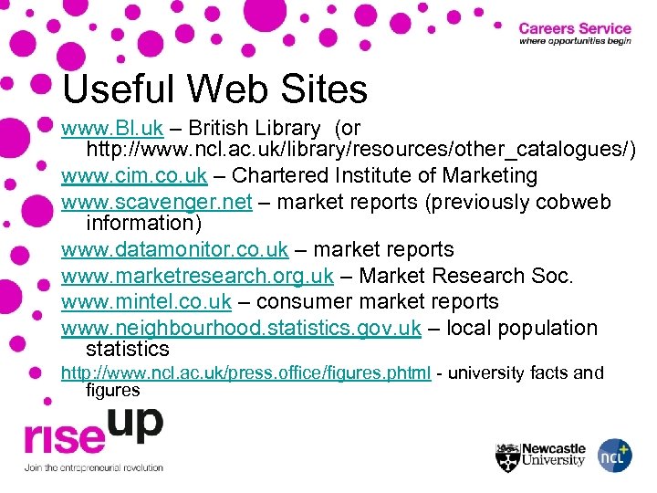 Useful Web Sites www. Bl. uk – British Library (or http: //www. ncl. ac.