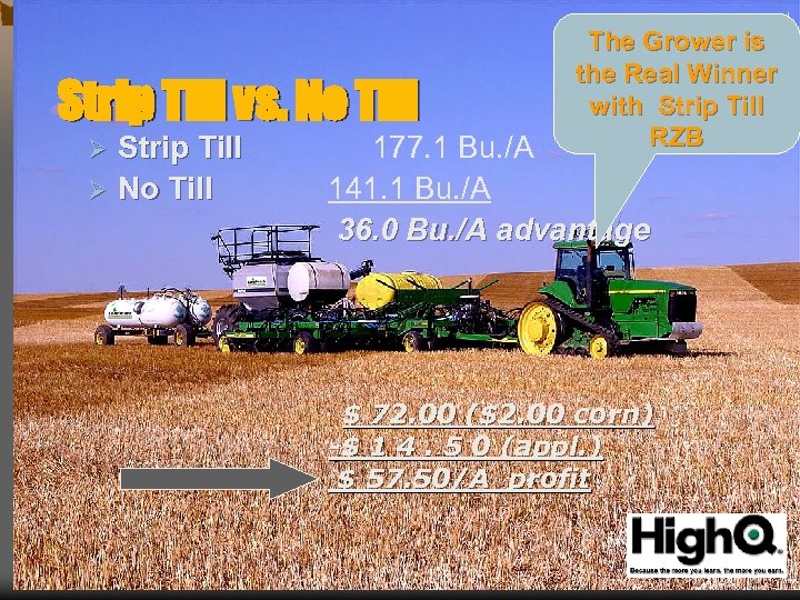 9 th Annual Farmer Cooperative Conference Strip Till vs. No Till Strip Till Ø
