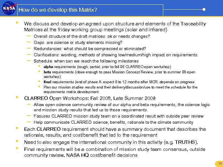 How do we develop this Matrix? • We discuss and develop an agreed upon