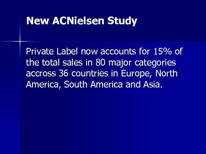 New ACNielsen Study Private Label now accounts for 15% of the total sales in