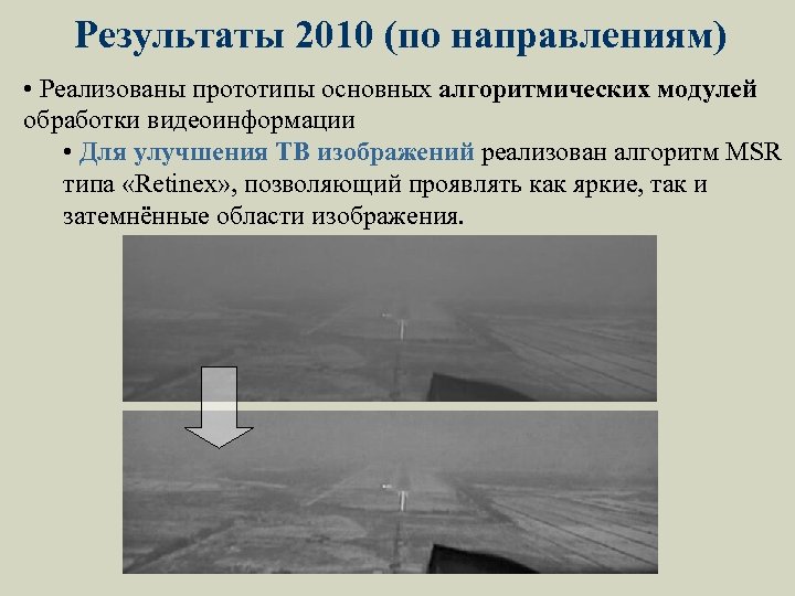 Результаты 2010 (по направлениям) • Реализованы прототипы основных алгоритмических модулей обработки видеоинформации • Для