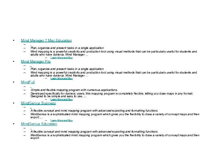  • Mind Manager 7 Mac Education – – – Plan, organise and present