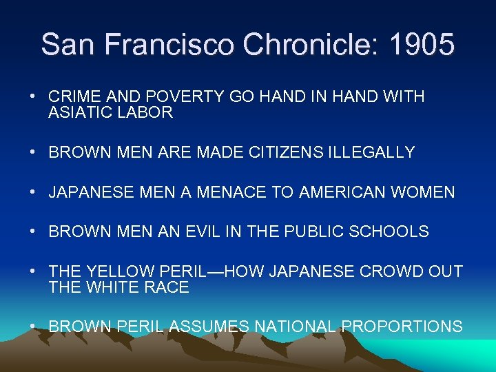 San Francisco Chronicle: 1905 • CRIME AND POVERTY GO HAND IN HAND WITH ASIATIC