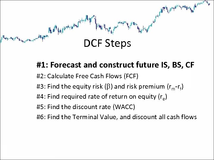 DCF Steps #1: Forecast and construct future IS, BS, CF #2: Calculate Free Cash