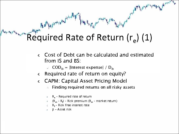 Required Rate of Return (re) (1) € Cost of Debt can be calculated and