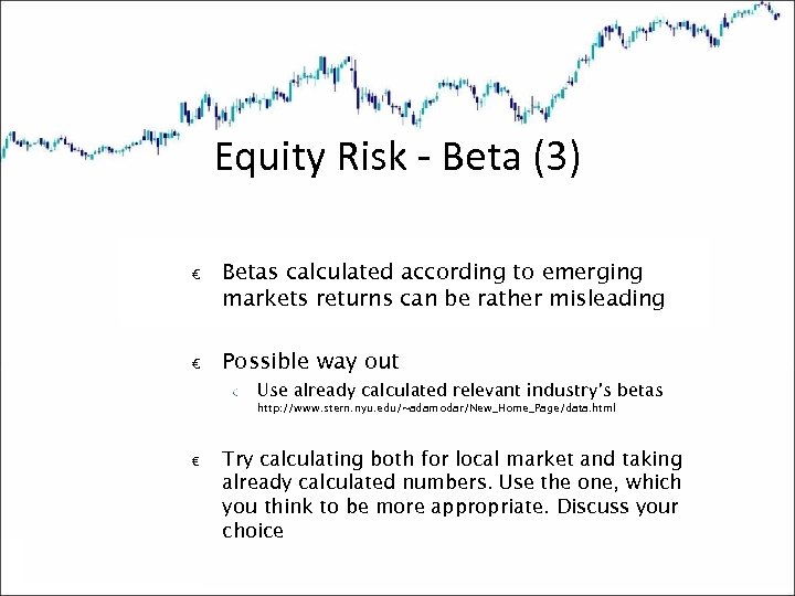 Equity Risk - Beta (3) € € Betas calculated according to emerging markets returns