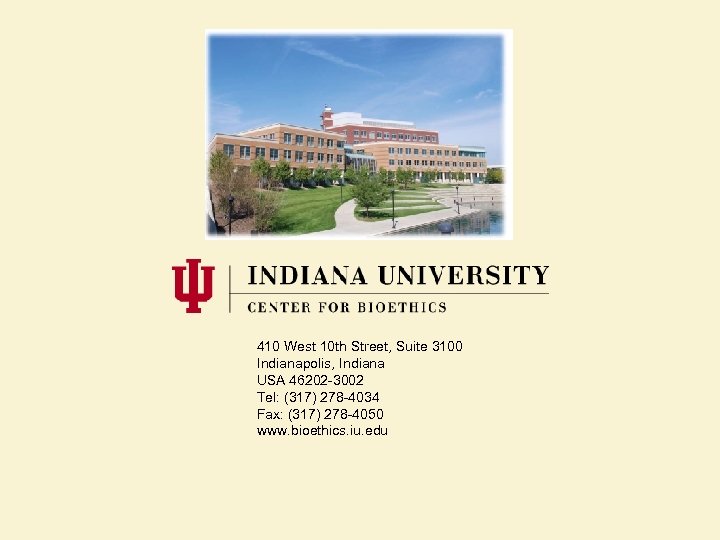 410 West 10 th Street, Suite 3100 Indianapolis, Indiana USA 46202 -3002 Tel: (317)