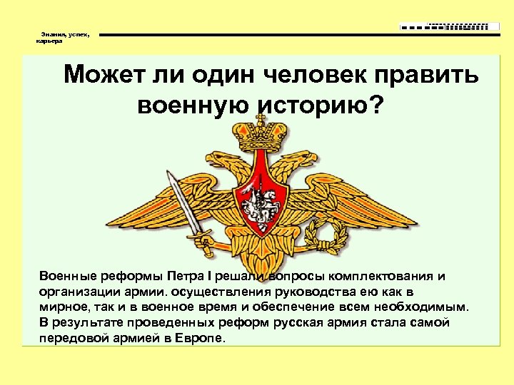 Знания, успех, карьера Может ли один человек править военную историю? Военные реформы Петра I