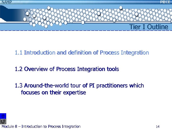 NAMP PIECE Tier I Outline 1. 1 Introduction and definition of Process Integration 1.