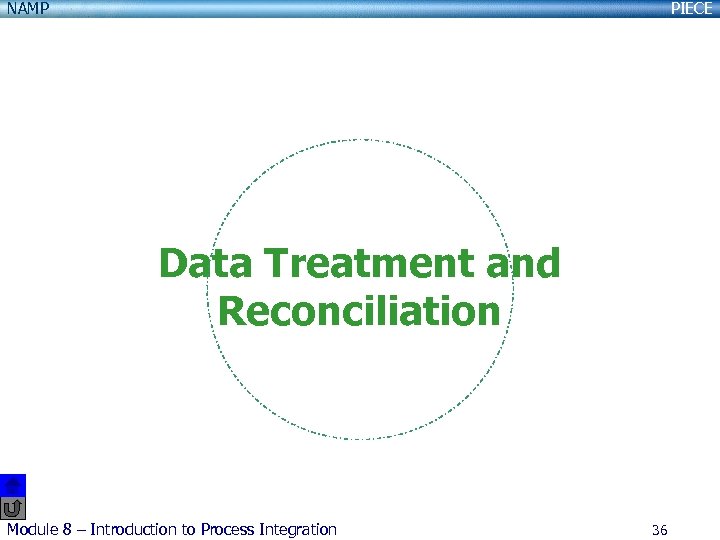 NAMP PIECE Data Treatment and Reconciliation Module 8 – Introduction to Process Integration 36