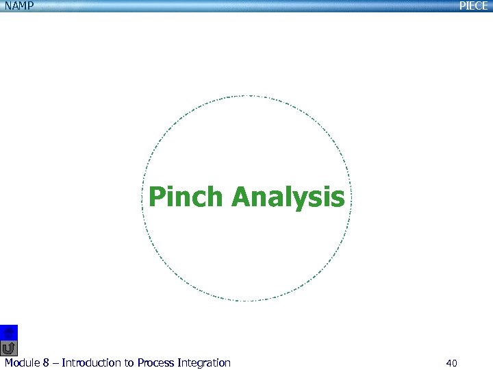 NAMP PIECE Pinch Analysis Module 8 – Introduction to Process Integration 40 