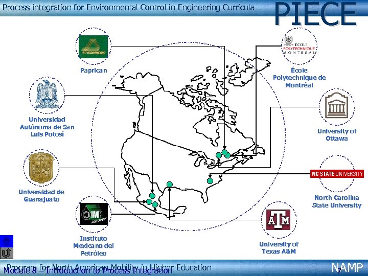 NAMP Process integration for Environmental Control in Engineering Curricula Paprican PIECE École Polytechnique de
