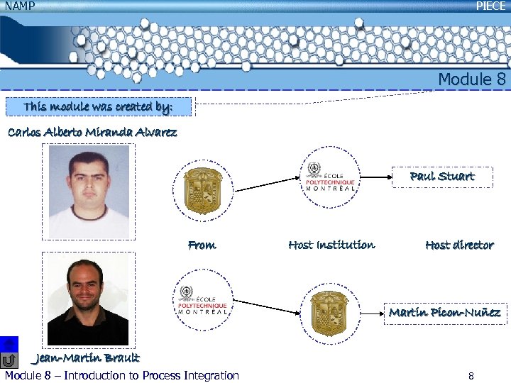 NAMP PIECE Module 8 This module was created by: Carlos Alberto Miranda Alvarez Paul