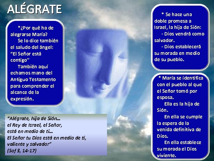 ALÉGRATE *¿Por qué ha de alegrarse María? Se lo dice también el saludo del