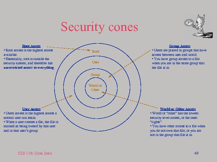 Security cones Root Access • Root access is the highest access available. • Essentially,