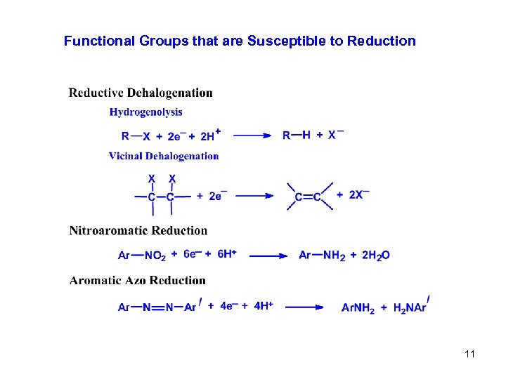 Functional Groups that are Susceptible to Reduction 11 