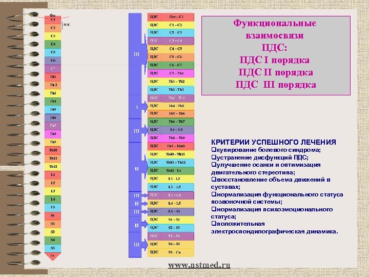 Функциональные взаимосвязи ПДС: ПДС I порядка ПДС III порядка КРИТЕРИИ УСПЕШНОГО ЛЕЧЕНИЯ qкупирование болевого