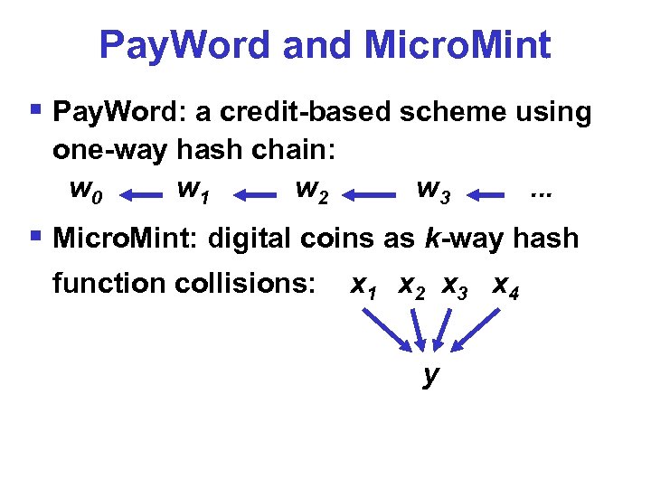 Pay. Word and Micro. Mint § Pay. Word: a credit-based scheme using one-way hash