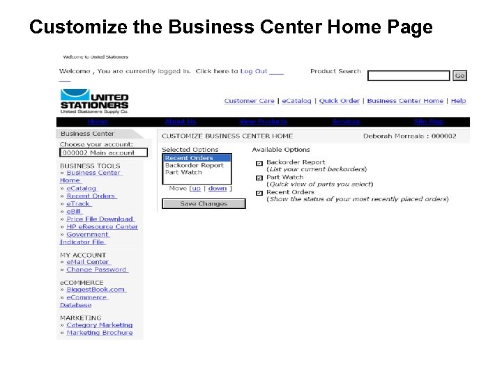 Customize the Business Center Home Page 