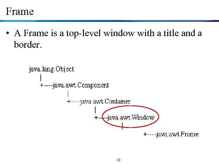 Frame • A Frame is a top-level window with a title and a border.
