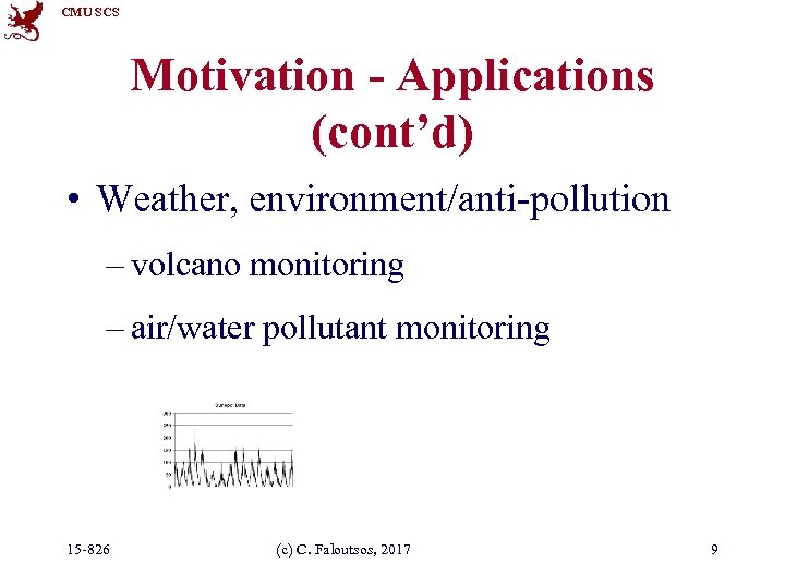 CMU SCS Motivation - Applications (cont’d) • Weather, environment/anti-pollution – volcano monitoring – air/water