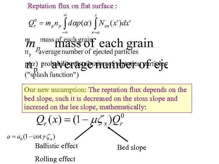 Reptation flux on flat surface : Our new assumption: The reptation flux depends on