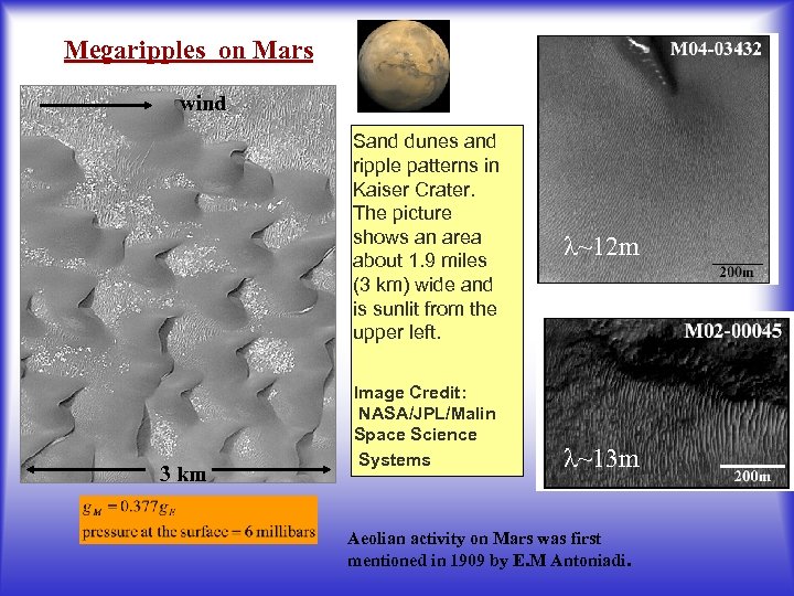 Megaripples on Mars wind Sand dunes and ripple patterns in Kaiser Crater. The picture