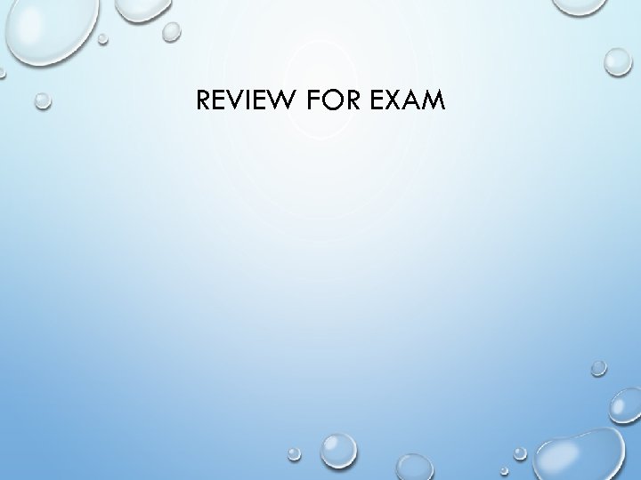 REVIEW FOR EXAM 