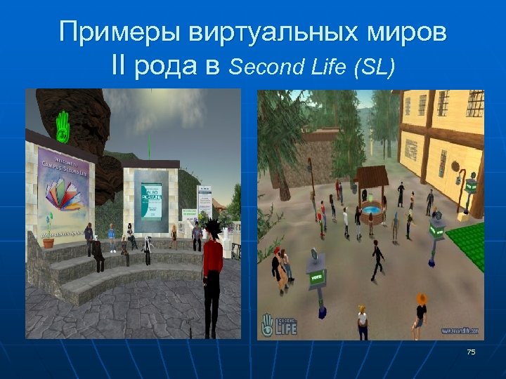 Примеры виртуальных миров II рода в Second Life (SL) 75 