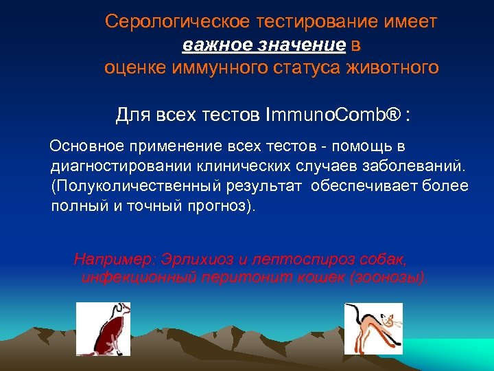 Серологическое тестирование имеет важное значение в оценке иммунного статуса животного оценке иммунного статуса Для