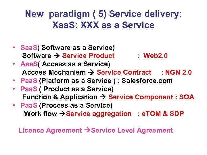 New paradigm ( 5) Service delivery: Xaa. S: XXX as a Service • Saa.