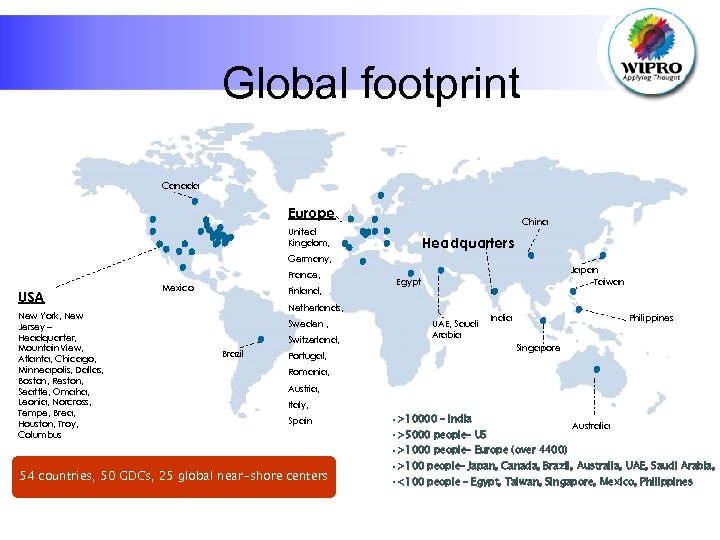 Global footprint Canada Europe China United Kingdom, Headquarters Germany, France, USA New York, New