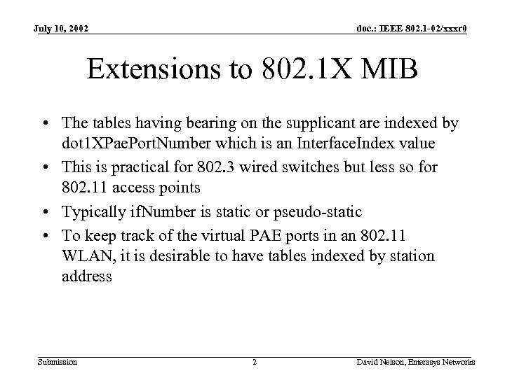 July 10, 2002 doc. : IEEE 802. 1 -02/xxxr 0 Extensions to 802. 1