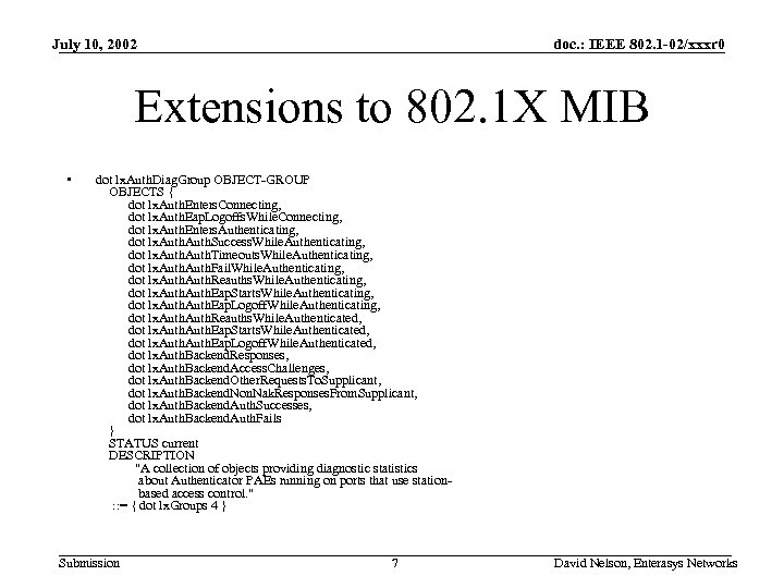 July 10, 2002 doc. : IEEE 802. 1 -02/xxxr 0 Extensions to 802. 1