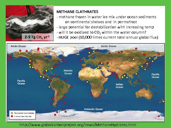  2 -9 Tg CH 4 yr-1 METHANE CLATHRATES - methane frozen in water