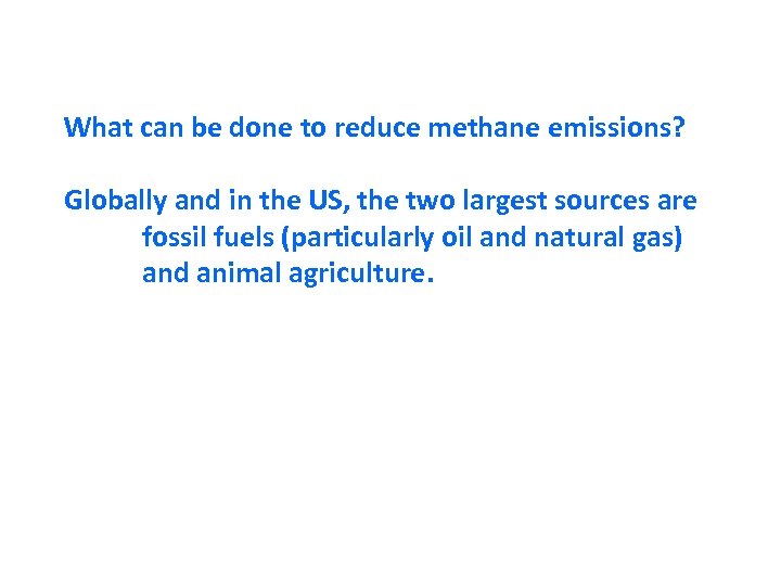 What can be done to reduce methane emissions? Globally and in the US, the