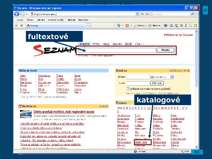 fultextové katalogové 