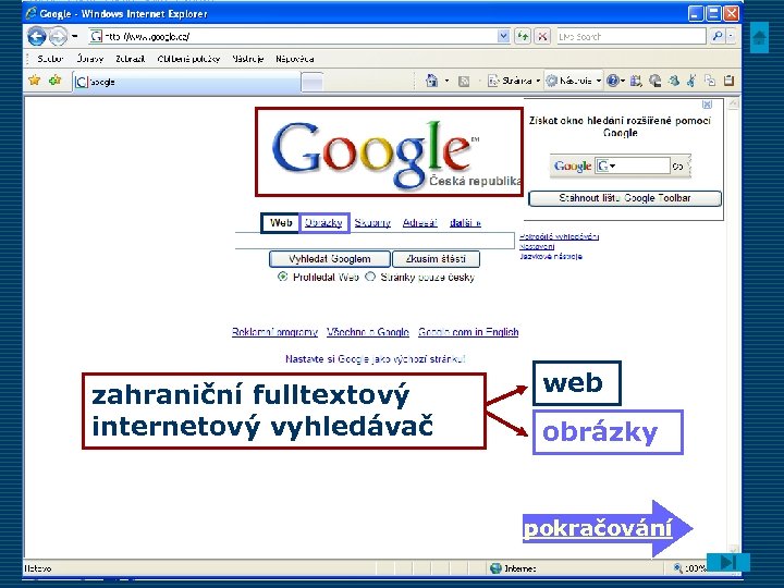 zahraniční fulltextový internetový vyhledávač web obrázky pokračování 