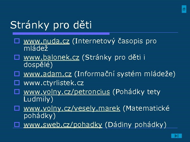 Stránky pro děti o www. nuda. cz (Internetový časopis pro mládež o www. balonek.