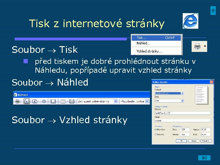 Tisk z internetové stránky Soubor Tisk n před tiskem je dobré prohlédnout stránku v