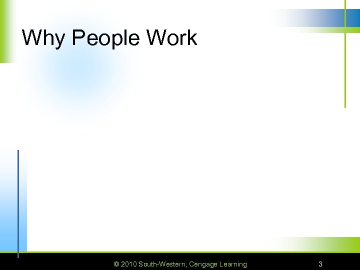 Why People Work © 2010 South-Western, Cengage Learning 3 