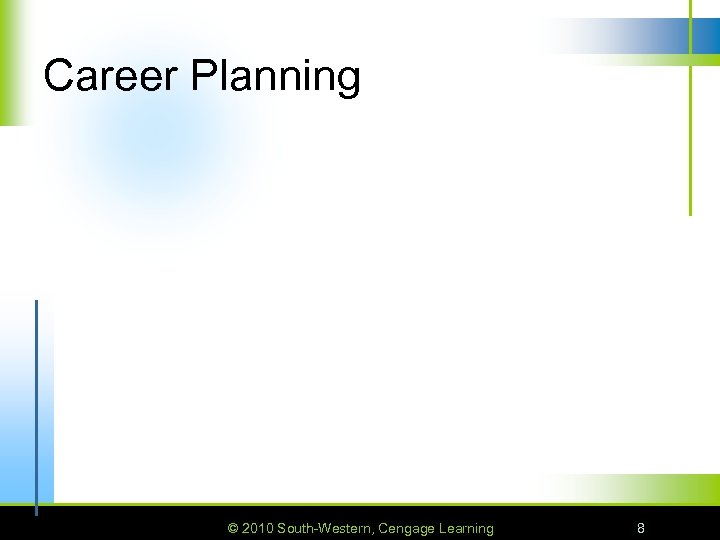 Career Planning © 2010 South-Western, Cengage Learning 8 