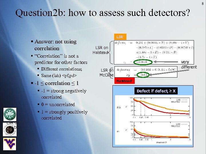 8 Question 2 b: how to assess such detectors? § Answer: not using correlation