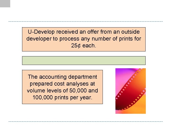 U-Develop received an offer from an outside developer to process any number of prints