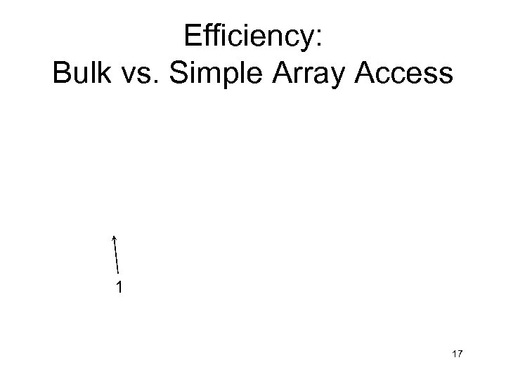 Efficiency: Bulk vs. Simple Array Access 1 17 