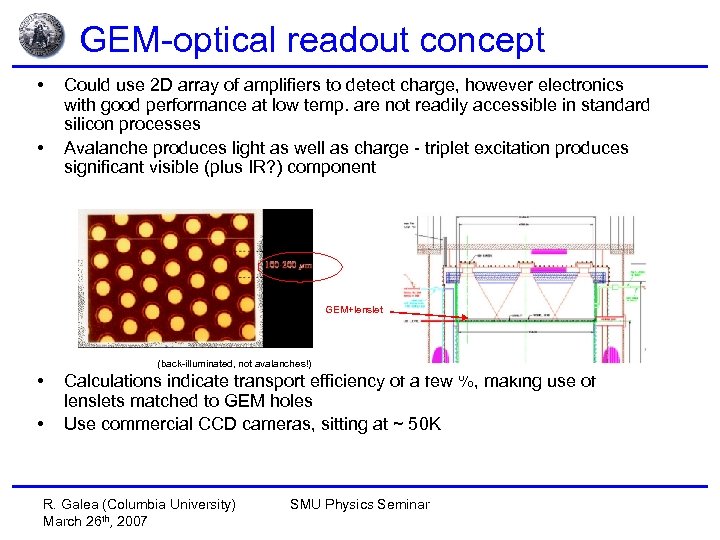 GEM-optical readout concept • • Could use 2 D array of amplifiers to detect